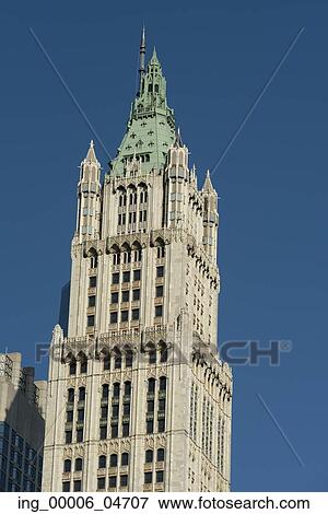Stock Photo - Low angle view of the Woolworth Building, Manhattan, New York City, New York State, USA. Fotosearch
