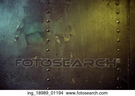 Picture - Metal wall in the old and empty warehouse. Fotosearch