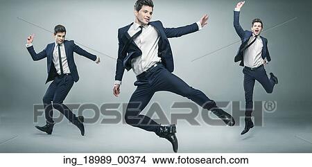 Picture - Multiexposition picture of young succesful businessman. Fotosearch