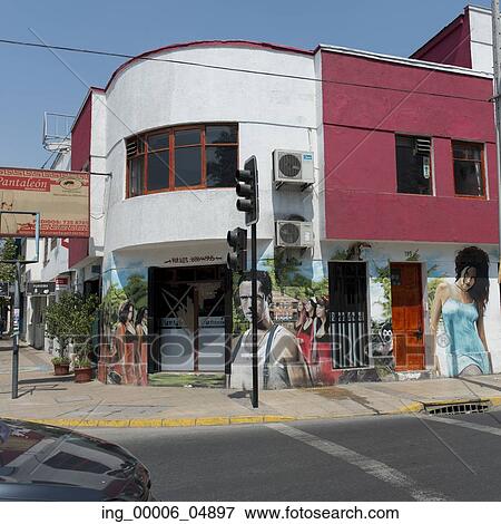 Mural on buildings along street, Calle Antonia Lopez de Bello, Santiago, Santiago Metropolitan Region, Chile View Large Photo Image Stock Photo - Mural on buildings along street, Calle Antonia Lopez de Bello, Santiago, Santiago Metropolitan Region, Chile. Fotosearch