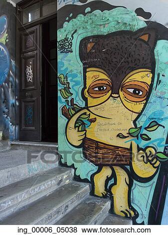 Stock Photo - Mural on wall, Valparaiso, Chile. Fotosearch