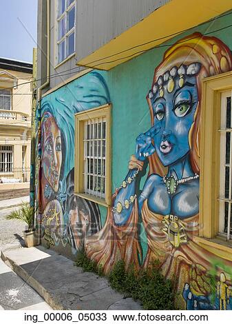 Murals of female faces on exterior wall, Valparaiso, Chile View Large Photo Image Stock Image - Murals of female faces on exterior wall, Valparaiso, Chile. Fotosearch