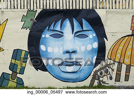 Stock Photo - Paintings on wall, Puerto Natales, Patagonia, Chile. Fotosearch