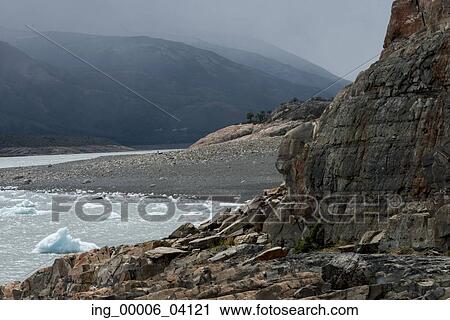 Stock Image - Perito Moreno Glacier, Lake Argentino, Los Glaciares National Park, Santa Cruz Province, Patagonia, Argentina. Fotosearch