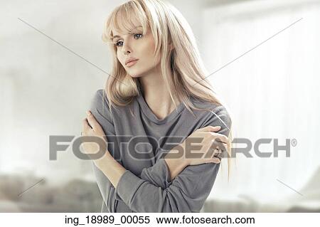 Stock Photography - Portrait of the beautiful blonde lady. Fotosearch