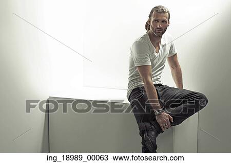 Stock Image - Portrait of tough handsome man. Fotosearch