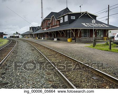 Picture - Railroad station, Kenora, Lake Of The Woods, Ontario, Canada. Fotosearch