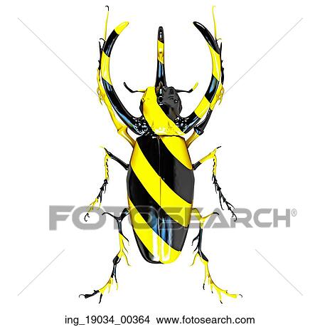 rhinoceros beetle, painted in black and yellow stripes. 3D concept View Large Photo Image Picture - rhinoceros beetle, painted in black and yellow stripes. 3D concept. Fotosearch