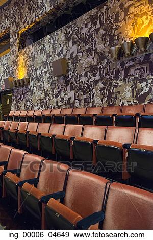 Stock Photo - Rows of chairs in theater, Manhattan, New York City, New York State, USA. Fotosearch