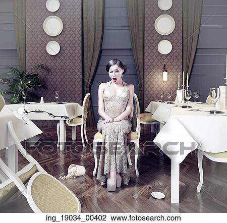 Screaming woman in the restaurant. Vintage photo combination concept View Large Photo Image Stock Image - Screaming woman in the restaurant. Vintage photo combination concept. Fotosearch
