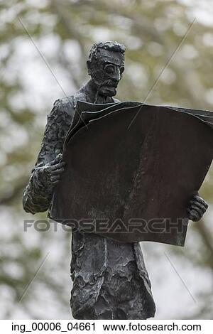 Stock Image - Sculpture by Phillip Ratner, Liberty Island, Manhattan, New York City, New York State, USA. Fotosearch