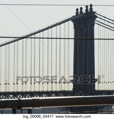Stock Photo - Side view of the Manhattan Bridge, Lower Manhattan, New York City, New York State, USA. Fotosearch
