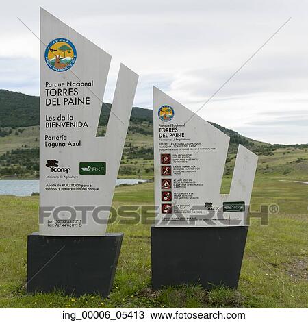 Signboards at Torres del Paine National Park, Patagonia, Chile View Large Photo Image Stock Image - Signboards at Torres del Paine National Park, Patagonia, Chile. Fotosearch