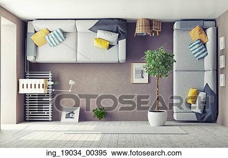 Stock Photography - strange living room interior. 3d design concept. Fotosearch