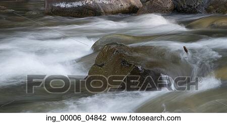 Stock Image - Stream flowing through rocks, Whistler, British Columbia, Canada. Fotosearch