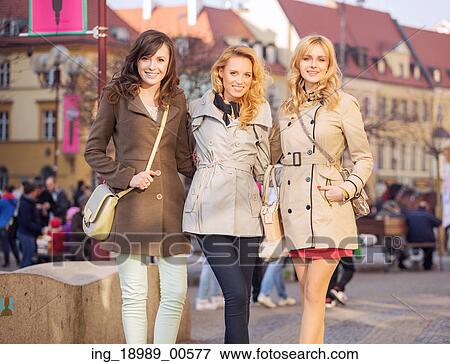 Three smart women in the downtown View Large Photo Image Stock Photo - Three smart women in the downtown. Fotosearch