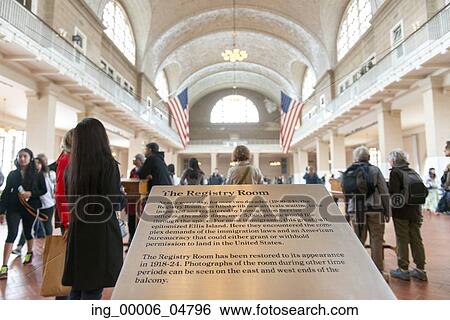 Tourists in the registry room, Ellis Island, Jersey City, New York State, USA View Large Photo Image Stock Photograph - Tourists in the registry room, Ellis Island, Jersey City, New York State, USA. Fotosearch