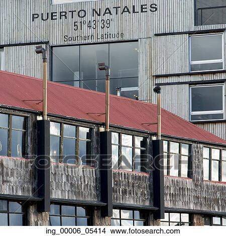 Picture - View of buildings, Puerto Natales, Patagonia, Chile. Fotosearch