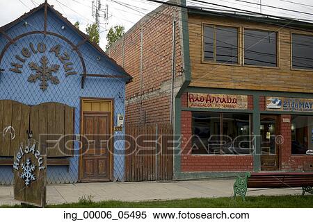 Stock Photography - View of buildings, Puerto Natales, Patagonia, Chile. Fotosearch