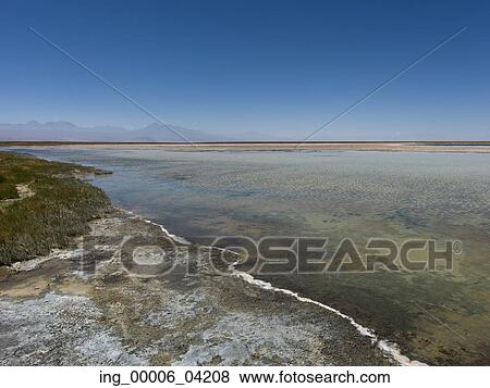 Stock Photo - View of Cejar Lagoon, San Pedro de Atacama, El Loa Province, Antofagasta Region, Chile. Fotosearch