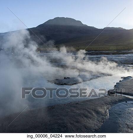 Picture - View of El Tatio geyser, San Pedro de Atacama, El Loa Province, Antofagasta Region, Chile. Fotosearch