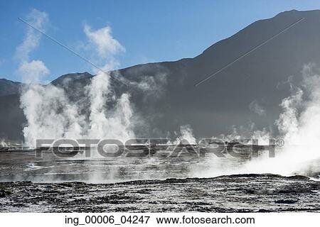 View of El Tatio geyser, San Pedro de Atacama, El Loa Province, Antofagasta Region, Chile View Large Photo Image Stock Photo - View of El Tatio geyser, San Pedro de Atacama, El Loa Province, Antofagasta Region, Chile. Fotosearch