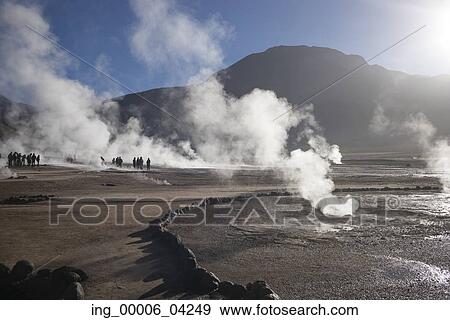 Stock Photo - View of El Tatio geyser, San Pedro de Atacama, El Loa Province, Antofagasta Region, Chile. Fotosearch