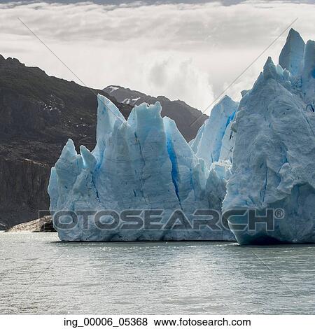 View of icebergs in lake, Grey Glacier, Grey Lake, Torres del Paine National Park, Patagonia, Chile View Large Photo Image Stock Photo - View of icebergs in lake, Grey Glacier, Grey Lake, Torres del Paine National Park, Patagonia, Chile. Fotosearch