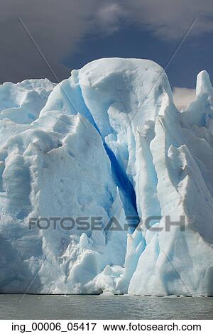 Stock Photo - View of icebergs in lake, Grey Glacier, Grey Lake, Torres del Paine National Park, Patagonia, Chile. Fotosearch
