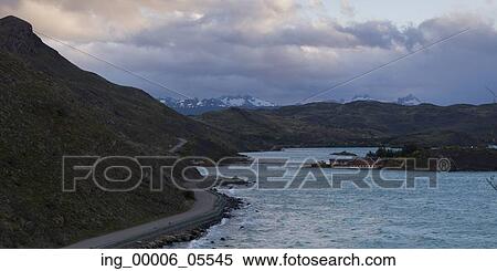 Stock Photography - View of Lake Pehoe, Torres Del Paine National Park, Patagonia, Chile. Fotosearch