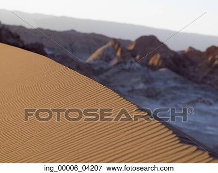 Stock Photo - View of patterned sand dune, Valle de la Luna, San Pedro de Atacama, El Loa Province, Antofagasta Region, Chile. Fotosearch