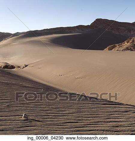 Stock Image - View of sand dunes, Valle de la Luna, San Pedro de Atacama, El Loa Province, Antofagasta Region, Chile. Fotosearch