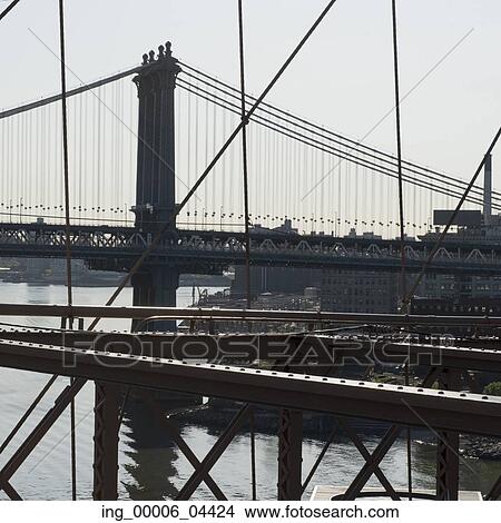 View of the Brooklyn Bridge and Manhattan Bridge, Manhattan, New York City, New York State, USA View Large Photo Image Picture - View of the Brooklyn Bridge and Manhattan Bridge, Manhattan, New York City, New York State, USA. Fotosearch