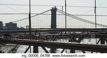 Stock Photograph - View of the Manhattan Bridge, Lower Manhattan, New York City, New York State, USA. Fotosearch
