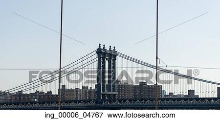 Stock Photo - View of the Manhattan Bridge, Manhattan, New York City, New York State, USA. Fotosearch