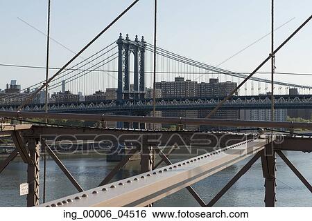 Stock Photograph - View of the Manhattan Bridge, Manhattan, New York City, New York State, USA. Fotosearch