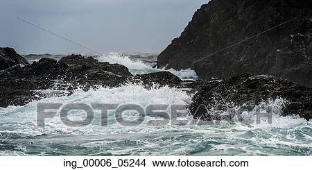 Waves breaking on the coast, Skeena-Queen Charlotte Regional District, Haida Gwaii, Graham Island, British Columbia, Canada View Large Photo Image Picture - Waves breaking on the coast, Skeena-Queen Charlotte Regional District, Haida Gwaii, Graham Island, British Columbia, Canada. Fotosearch