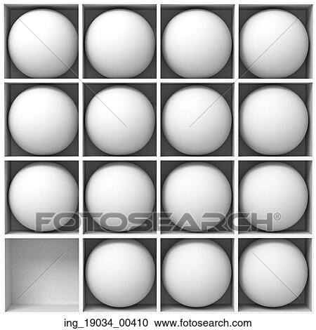 Stock Image - white balls on the shelves. 3d concept. Fotosearch