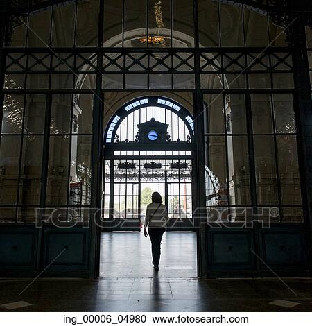 Stock Image - Woman at Centro Cultural Estacion Mapocho, Santiago, Santiago Metropolitan Region, Chile. Fotosearch