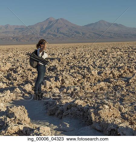 Woman in desert, Salar De Tara, Los Flamencos National Reserve, San Pedro de Atacama, El Loa Province, Antofagasta Region, Chile View Large Photo Image Stock Image - Woman in desert, Salar De Tara, Los Flamencos National Reserve, San Pedro de Atacama, El Loa Province, Antofagasta Region, Chile. Fotosearch