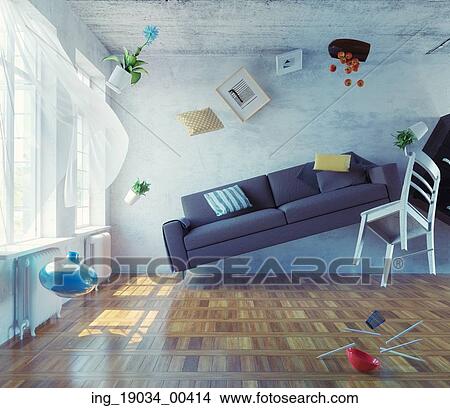 zero-gravity interior. 3d creative concept View Large Photo Image Picture - zero-gravity interior. 3d creative concept. Fotosearch