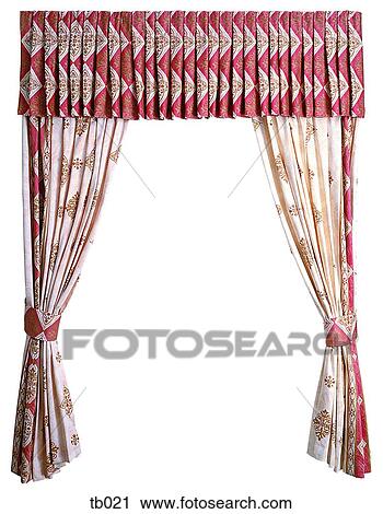 Stock Image - Photograph of curtains and matching pelmet. Fotosearch