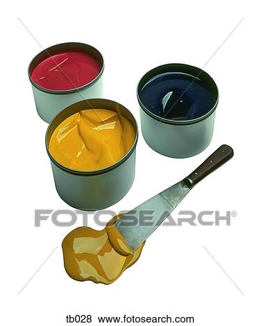 Photograph of paint pots and artists pallet knife View Large Photo Image Stock Photo - Photograph of paint pots and artists pallet knife. Fotosearch