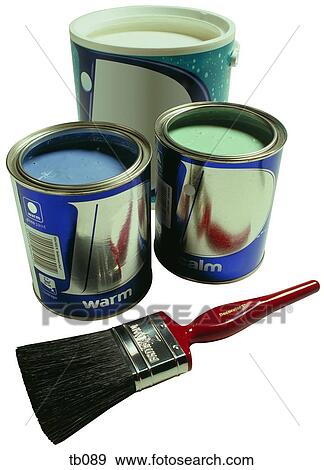 Photograph of pots of paint and paint brush View Large Photo Image Stock Photo - Photograph of pots of paint and paint brush. Fotosearch