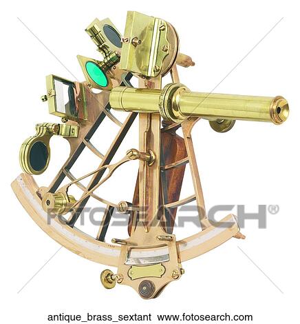 Stock Photograph - Antique brass sextant. Fotosearch