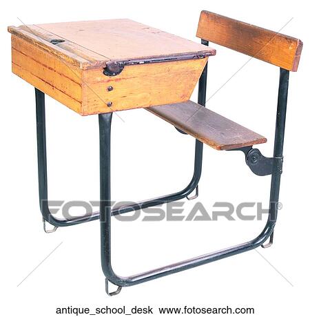 Stock Image - Antique school desk. Fotosearch