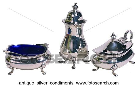 Antique silver condiments View Large Photo Image Stock Photograph - Antique silver condiments. Fotosearch
