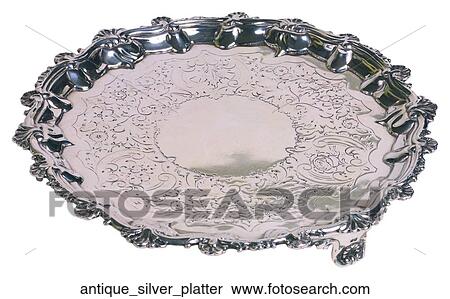 Stock Photography - Antique silver platter. Fotosearch