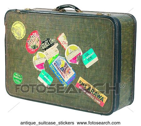 Antique suitcase stickers View Large Photo Image Stock Photograph - Antique suitcase stickers. Fotosearch