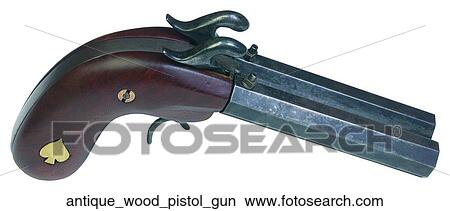 Picture - Antique wood pistol gun. Fotosearch